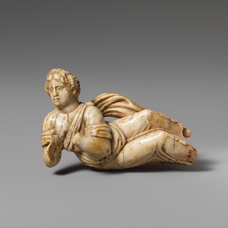 Roman — Ivory statuette of a reclining woman — Roman, 3rd–4th century CE