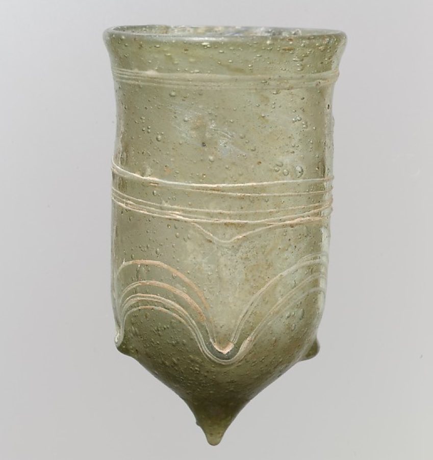 Bell Beaker — Glass Bell Beaker with White Trails — Frankish, late 5th–early 6th century